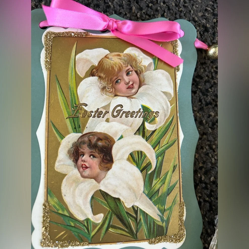 Easter postcard 1900’s vintage repurposed Holiday garland